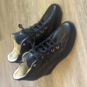 Geox women's leather wedge sneakers.